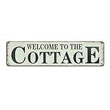 Bnmdery Metal Sign Welcome to The Cottage Vintage Decor Home Kitchen Bar Cafe Bedroom Diner Restaurant Club Cave Wall Decor Retro Tin Sign 16x4 Inch