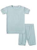 HAPIU Summer Rayon from Bamboo Toddler Pajamas Short Sleeve 2 pcs Set, Pjs Girls Boys Baby Kids,Sage,4-5T