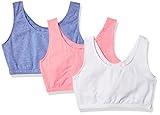 Fruit of the Loom Women's Built Up Tank Style Sports Bra Fashion Colors, Heather Blue/Popsicle Pink/White, 40