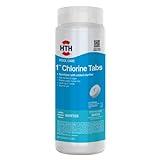 HTH 42049 Pool Care 1" Chlorine Tabs, Swimming Pool Sanitizer with Added Clarifier - Eliminates Bacteria & Algae, Makes Water Clean & Crystal Clear, Sanitizes & Protects - Slow Dissolving, 1.5 lbs