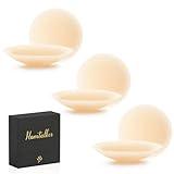 Homtalker 3 Pairs Cakes Nipple Covers No Show, Sticky Nipple Pasties for Women Silicone Reusable Adhesive Breast Petals Crème