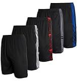 Real Essentials Mens Mesh Shorts Active Wear Athletic Short Men Basketball Pockets Workout Gym Soccer Running Summer Fitness Quick Dry Casual Clothes Sport Training Hiking, Set 8, L, Pack of 5