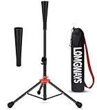 FDLS Baseball Batting tee for Adults and Youth Teens, Portable Tripod Stand Base Tee Easy Adjustable Height 26 to 39 inches for Hitting Training Practice, with Carrying Bag (Black and Rubber top)