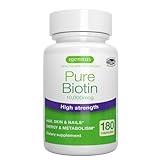 Pure Biotin 10,000mcg, Extra Strength Biotin, 180 Small Easy to Swallow Capsules, Vitamin B7, Clean Label, Lab Verified, & Vegan & Hypoallergenic, No After Taste or Smell, by Igennus