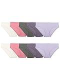 Fruit of the Loom Women's Beyondsoft Underwear, Super Soft Designed with Comfort in Mind, Available in Plus Size, Bikini-Cotton Blend-10 Pack-Pink/Gray/Purple, 7