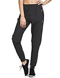 BALEAF Hiking Pants Women Joggers Workout Athletic Lightweight Running Travel Track Pants Quick Dry 2 Zipper Pockets Black M