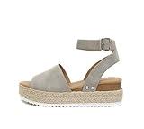 Soda Topic Open Toe Buckle Ankle Strap Espadrilles Flatform Wedge Casual Sandal (Dove Grey, us_footwear_size_system, adult, numeric, medium, 11)