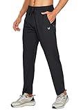 NORTHYARD Men's Athletic Running Joggers Workout Track Tapered Pants Lightweight Quick Dry Sweatpants with 3 Zipper Pockets Black L