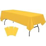 Plastic Yellow Tablecloths 3 Pack Disposable Table Covers 54 in. x 108 in. Table Cloths Bridal Shower Party Tablecovers for Parties Engagements Weddings Festivals, Fits 6 to 8 Foot Rectangle Tables