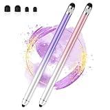 Stylus Pen for Touchscreen, Dual-end High Sensitivity Capacitive Stylus Pen for iPhone/iPad/Android/Samsung/Computer/Tablets, AmberVec Universal Stylists Pens for Touch Screens, 2 Pack-Pink, Purple