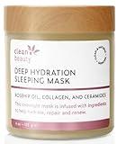 Clean Beauty Deep Hydration Sleeping Face Mask with Rosehip Oil & Collagen - Strengthen Skin & Reduce Fine Lines (4 oz)