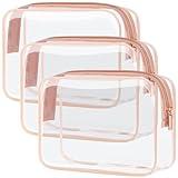 PACKISM Clear Makeup Bag - TSA Approved Toiletry Bag for Travel Size Toiletries, Travel Clear Toiletry Bag Quart Size Bag, Carry on Airport Airline Compliant Bag, Rose Pink(for age 12 or above)