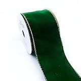 Designer’s Shop Holiday Velvet Wired Edge Ribbon 2.5” x 10 Yard for DIY Crafting, Home Décor (Green) WR 63-5110 Tree Wreath Decorating