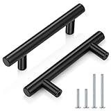 Probrico 5 Pack| Flat Black 3 Inch Center-to-Center Bar Cabinet Pull Modern Cabinet Hardware Kitchen Cabinet T Bar Handles Dresser Pulls, 5 Inch Total Length