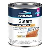 TotalBoat Gleam Marine Spar Varnish, Gloss and Satin Polyurethane Finish for Wood, Boats and Outdoor Furniture (Satin Low-Sheen Quart)