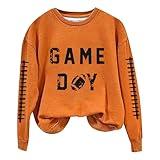 Sales Today Clearance, Warehouse Clearance Women'S Oversized Football Sweatshirts Game Day Season Graphic Crewneck Long Sleeve Pullover Womens Fall Clothes For Football Lover,Orange-2,Medium