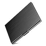 DMFLY Slim Business Card Case for Men & Women, Pocket Metal Case, Professional Stainless Steel Business Card Holders, Purse Name Card Holder, Buckle Style Shut, Black