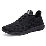 VAMJAM Men's Running Shoes Ultra Lightweight Breathable Walking Shoes Non Slip Athletic Fashion Sneakers Mesh Workout Casual Sports Shoes All Black Size 10.5