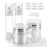 7 Pack Bubimon Airless Pump Jars, 1.7oz/50ml Cosmetic Containers, Leak Proof Refillable jar, Cream Jar, Vacuum Bottle for Cream Lotion, Toiletries, Shampoo, Body wash