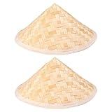 GLEAVI 2pcs Decorative Straw Hat Asin Farmer Hat Woven Chinese Hat Kid Sun Shield Cap Caps for Women Conical Hat Hat Rice Hat Hats for Women Miss Rattan Hat Handmade Bamboo