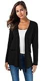 TownCat Cardigans for Women Loose Casual Long Sleeved Open Front Breathable Cardigans with Pocket (Black,L)