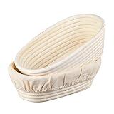 Ineyger Banneton Bread Proofing Basket - 10 inch Banneton Basket Sourdough Proofing Baskets Set of 2 Oval Proofing Bowls with Liners for Professional & Home Artisan Sourdough Bread Baking Supplies