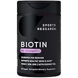 Sports Research Vegan Biotin 10,000mcg with Organic Coconut Oil - Max Strength Biotin Vitamin B7 for Healthier Hair & Skin and Keratin Support - Non-GMO & Gluten Free, 30 Softgels