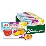 Dole Fruit Bowls Peaches in Strawberry Flavored Gel Snacks, 4.3oz 24 Total Cups, Gluten & Dairy Free, Bulk Lunch Snacks for Kids & Adults