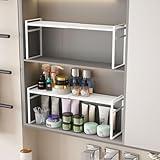 WOCHUANGSI 1pcs Medicine Cabinet Organizer Stretchable Storage Box For Bathroom Stackable Mirror Cabinets Vanity Small Narrow Shelf Slim Trays Holder (White, Normal)