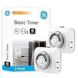 GE 24-Hour Indoor Plug-In Outlet Timer, 1 Polarized Outlet, Timers for Electrical Outlets Indoor, Light Timers Indoor, 30 Minute Intervals, Daily ON/OFF Cycle, Christmas Tree Timer, 2 Pack, 56177