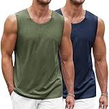 COOFANDY Sleeveless Shirts for Men Bodybuilding Gym Workout Tank Top 2 Pack Beach Tee, Large