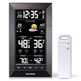 AcuRite Digital Vertical Weather Forecaster with Indoor/Outdoor Temperature, Humidity, and Date and Time (01121M) , BLACK