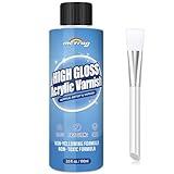 MCTRHG Gloss Varnish for Acrylic Painting, Non-Yellowing, Non-Toxic, Anti-Crazing, High Gloss Finish, for Artwork, Acrylic Paint, Suitable for Pro Artists, Hobby Painter