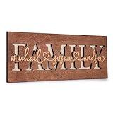 FAMILY - Personalized 3D Family Sign w/Names - 4 Wooden Colors, 2 Sizes - Decorative Wooden Wall Decor, Custom 3D Family Wood Sign, Customized Family Gifts