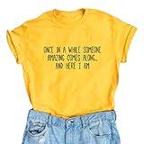 BLACKMYTH Women's Graphic Funny T Shirt Cute Tops Teen Girl Tees Yellow Medium