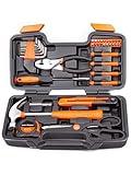 CARTMAN 39 Piece Tool Set General Household Hand Kit with Plastic Toolbox Storage Case Orange