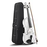 Ktaxon 4/4 Violin Beginner Violin, Full Size Acoustic Violin with Portable Case, Finger Guide Sticker, Polishing Cloth,Mute, Extra Set Violin String, Shoulder Rest, Rosin, Bow, Bridge (White)