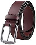 KM Legend Mens Leather Dress Belt for Work Business and Casual, Boston Dark Brown, 38 US