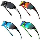 TOODOO 4 Pairs Men Polarized Sunglasses with UV Protection Driving Glasses Sports for Sport Outdoor Activities (Vivid Colors)