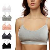 Alyce Intimates Pack of 5 Seamless Ribbed Sleep Bras for Women- Wireless, Padded Lounge Bra/Soft Sleeping Bralettes