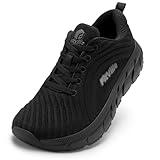 FitVille Wide Toe Box Shoes for Men Cushioned Well Extra Wide Width Shoes Non Slip Wide Running Shoes for Men Comfortable Men Running Shoes Lightweight Walking Shoes for Men All Black