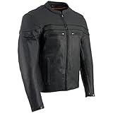 Milwaukee Leather SH1408 Men's Sporty Crossover Vented Black Motorcycle Leather Scooter Jacket - 3X-Large