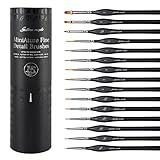 Golden Maple Miniature Paint Brushes, 15PC Model Brushes Micro Detail Paint Brush Set, Fine Detailing for Acrylics, Oils, Watercolors & Paint by Number, Citadel, Figurine, 40k (Black)