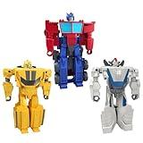 Transformers 1-Step Flip Heroes 3-Pack, 4-Inch Wheeljack, Bumblebee, and Optimus Prime Action Figures, Kids Easter Toys or Basket Stuffers, Age 6+