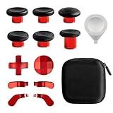 DTianSir 14 in 1 Metal Thumbsticks for Xbox Elite Wireless Controller Series 2,Gaming Accessory Replacement with 6 Swap Thumbsticks,4 Paddles,2 D-Pads,1 Bag,1 Tool(Red)