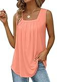 Vacation Outfits for Women Beach Trendy Tops Spring Fashion 2024 Resort Wear Plus Size Coral 3X