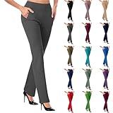 DINEVE Labor Day Sales Deals Liquidation pallets Work Pants for Women 2024 High Waist Stretch Athletic Workout Yoga Pants Dress Pant Fall Fashion Casual Soft Comfy Business Trousers with Pockets