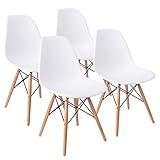 Furmax Pre Assembled Modern Style Dining Chair Mid Century Modern DSW Chair, Shell Lounge Plastic Chair for Kitchen, Dining, Bedroom, Living Room Side Chairs Set of 4 (White)