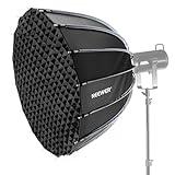 NEEWER 35.4"/90cm Parabolic Softbox Bowens Mount, Quick Release with Diffusers/Grid/Bag for Video Continuous Lighting CB60 CB200B MS60 MS150B Q4 Compatible with Godox Amaran 100x Aputure 600d, NS90P