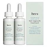 hers Hair Regrowth Treatment for Women with 2% Topical Minoxidil Solution for Hair Loss and Thinning Hair, Unscented, 2 Month Supply, 2 Pack